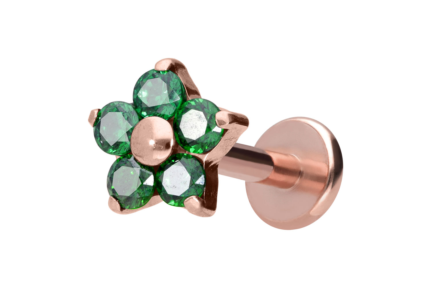 Titan Labret Piercing mit Innengewinde KRISTALLBLUME